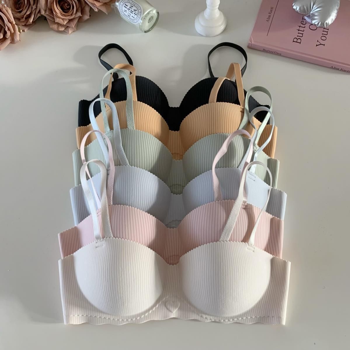 Side Breast Reduction, Comfort Function Solid Color Lady Sexy Nylon Sponge Side Breast Reduction Comfort All Seasons Bralette