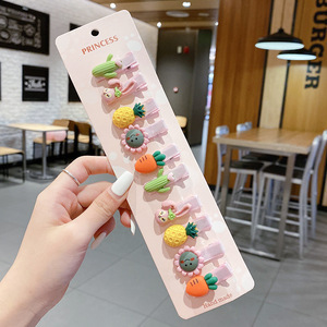 Niños lindos flores de dibujos animados clip para el cabello bebé pequeño clip no lastimar el cabello de la tela de la niña clip de borde de la mejilla