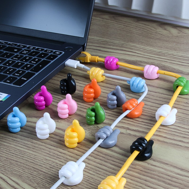 Multi-functional thumb hook creative cute data cable storage fixed line organizer thumb hook bathroom kitchen