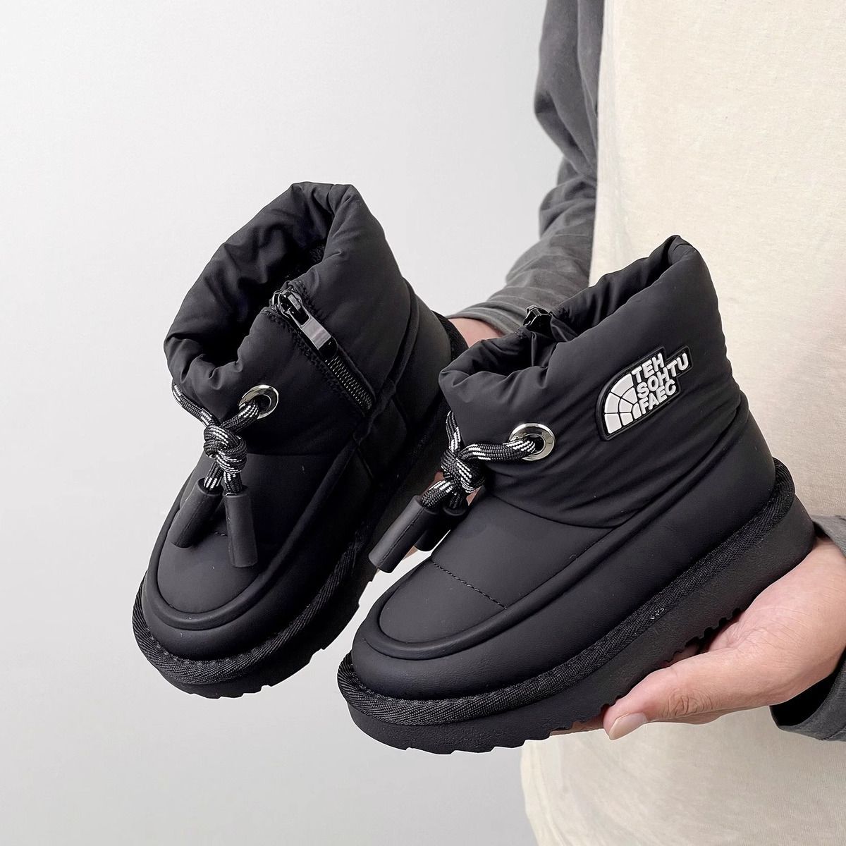 Baby Snow Boots Fleece-Lined and Thickeneded 2025 Winter New Style Boys' Soft-Soled Snow Cotton Girls' Warm Waterproof Cotton Shoes