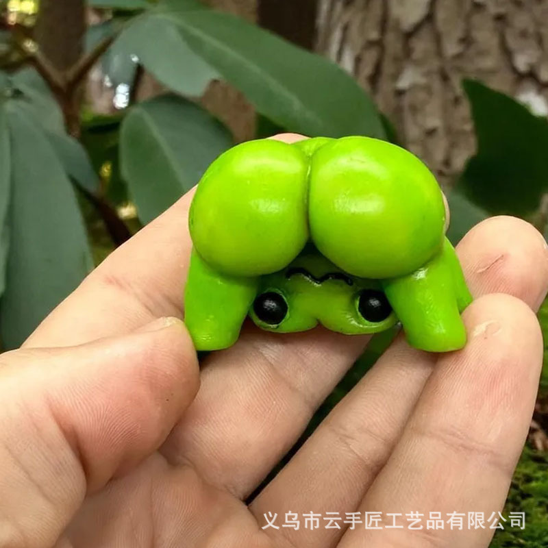 跨境Cheeky Miniature Frog Figurine调皮微型青蛙摆件露屁股青蛙|undefined