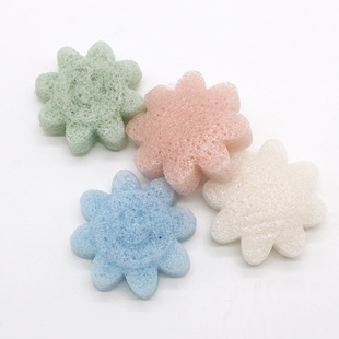Beauty special face cleaning sunflower shape face washing puff multi-color konjac cleansing cotton makeup remover