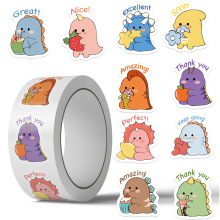 500贴儿童奖励恐龙卷卷贴可爱奖励儿童贴画礼物不干胶标签封口贴