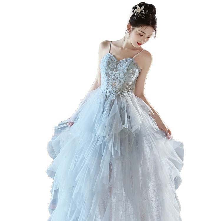 Vestido azul pálido de la banda de la princesa de la familia Mori nicho Zhao Zhao Zhao show showcase estudiante vestido de anfitrión image 5