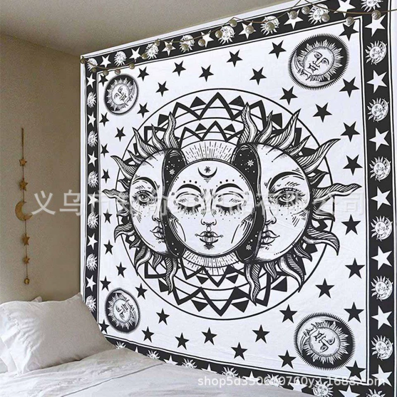 Tapestry solar-powered wall hanging, 95×73–180×230 cm sizes, lightweight decorative cloth with LED lights