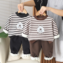 五小七童装2025秋冬新款小熊0-4岁男女童婴幼休闲加厚夹棉两件套