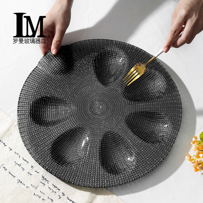 Chargerplate Spray Paint Decorative Plastic Plate Wedding Hotel Party Western Food Plate Oyster Plate