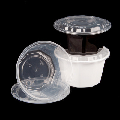 美式九角圆1000ml一次性饭盒麻辣烫碗透明菱角塑料加厚外卖打包盒|ms