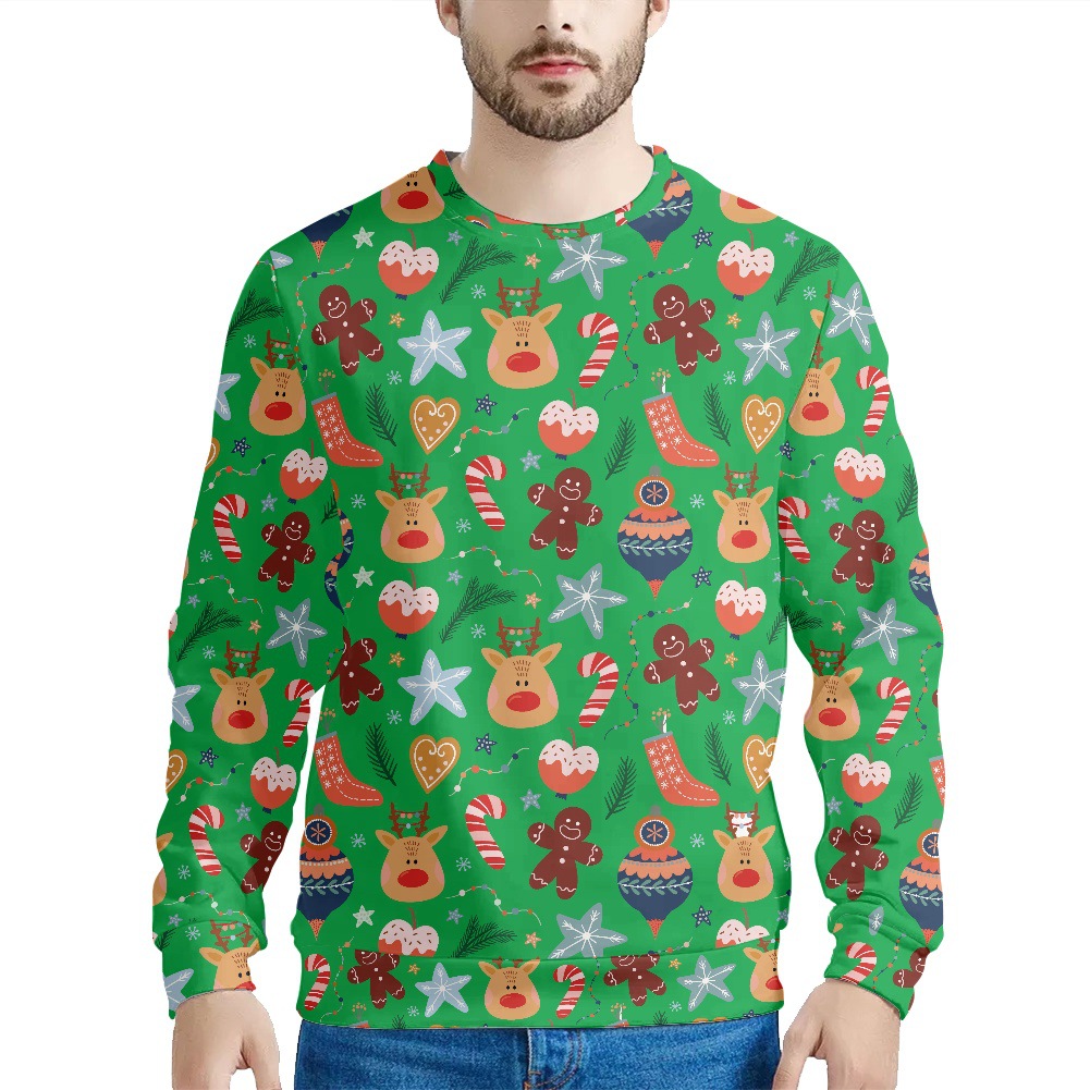 Męska odzież, bluza z nadrukiem w stylu świątecznym_voghion.com