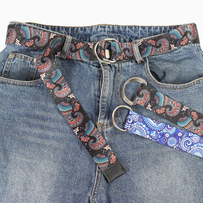 Bicyclic flowers and plants Bandanna  Ethnic style Jeans Belt Trend ins canvas belt decorate
