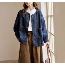 AQ371新款夹克圆领牛仔外套纸样女装2024上衣短款服装样