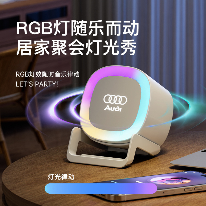 3-in-1 Bluetooth RGB デスクランプオーディオ多機能ナイトライトワイヤレス 15W 高速充電デジタルワイヤレス充電器|undefined