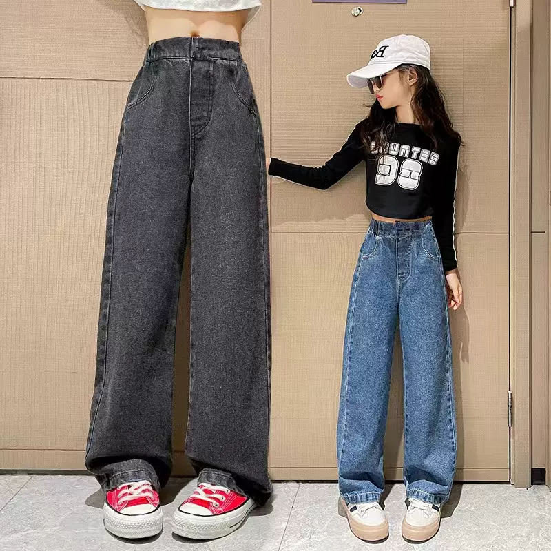女童秋季新款阔腿裤外贸童装新品长裤直筒裤中大童韩版牛仔裤