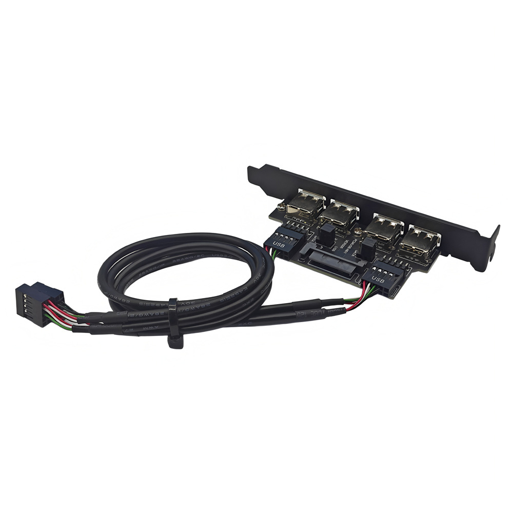 台式机电脑后置挡板线9PIN扩展2口4口usb2.0机箱面板线加强取电口