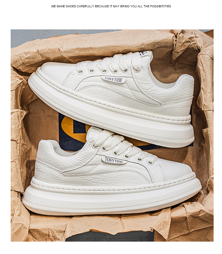 European Men's 2025 Autumn New Brand High-end Sports Casual White Sneakers Height-increasing Versatile Trendy Shoes_vogvips.com