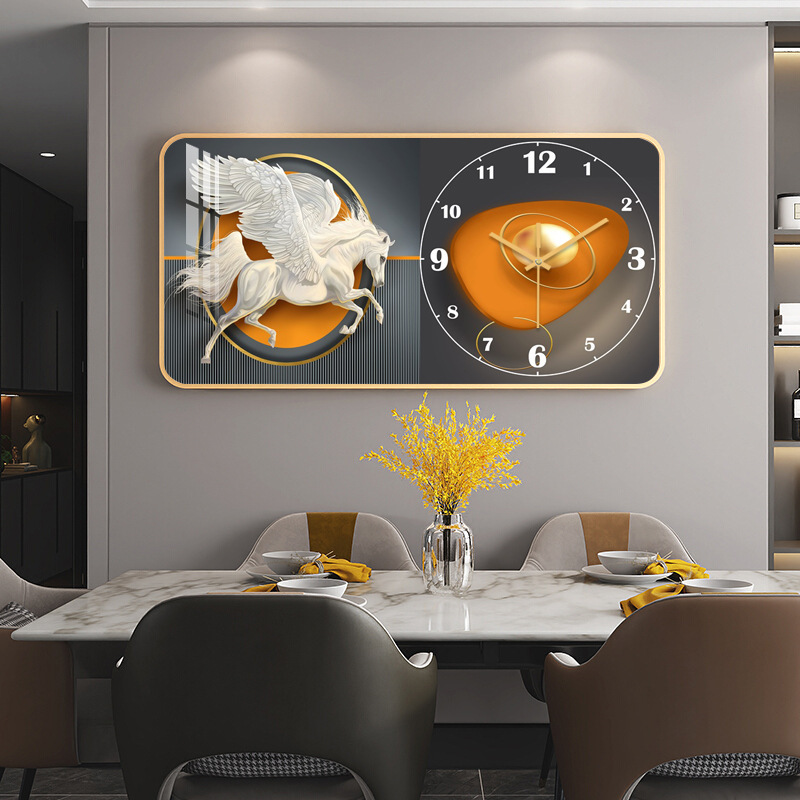 Restaurant Decorative Painting Dining Room Modern Light Luxury Muralist and Rich Creative Internet Celebrity Watch Wall Clock Hanging Painting