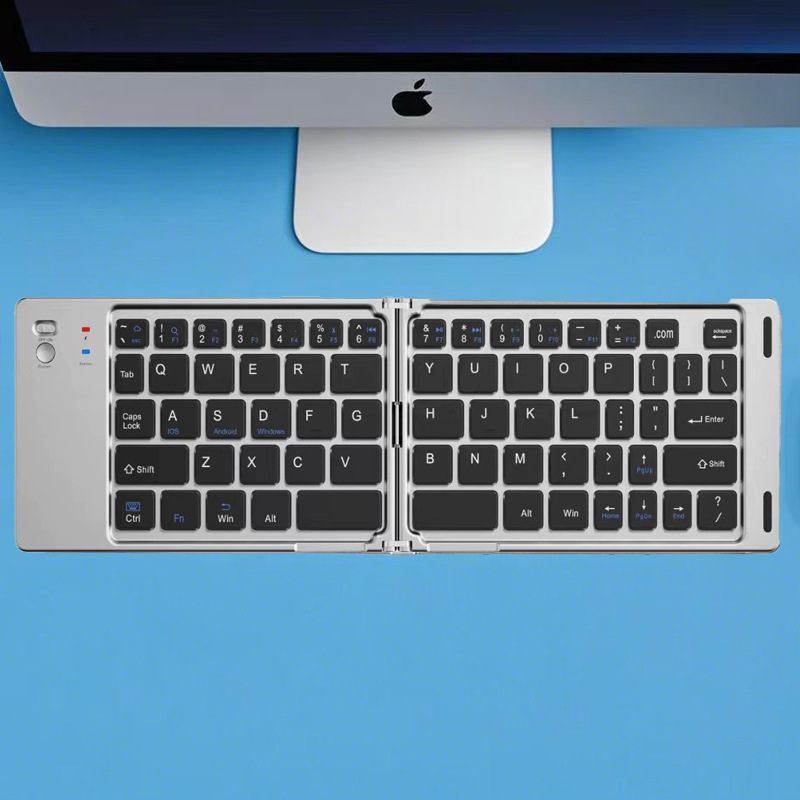 Dual-Folding Bluetooth Keyboard Suitable for Mobile Phones, Tablets, Laptops, Office Use, Portable, Mini, Ultra-Thin, Customized for iPad