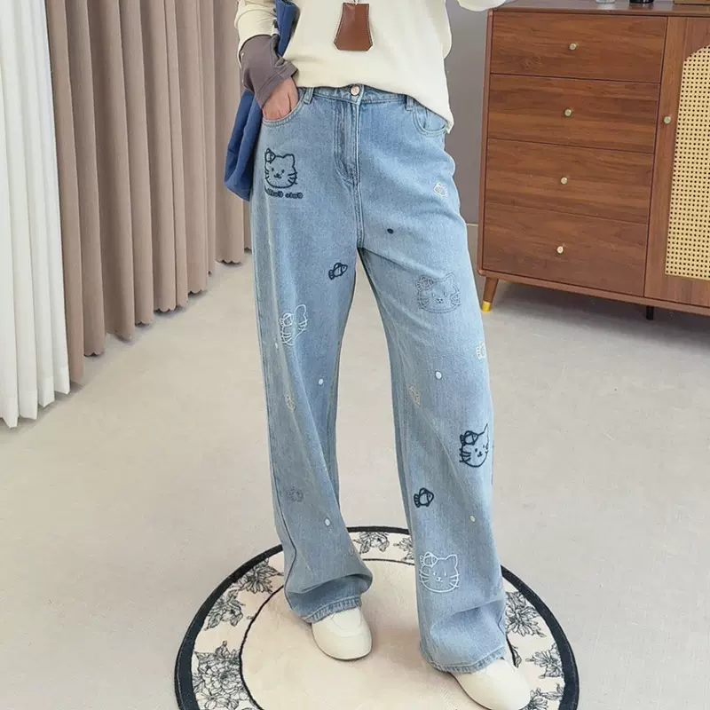 双天2025新款大码女装胖妹妹200斤刺绣休闲牛仔裤女款裤子YC286