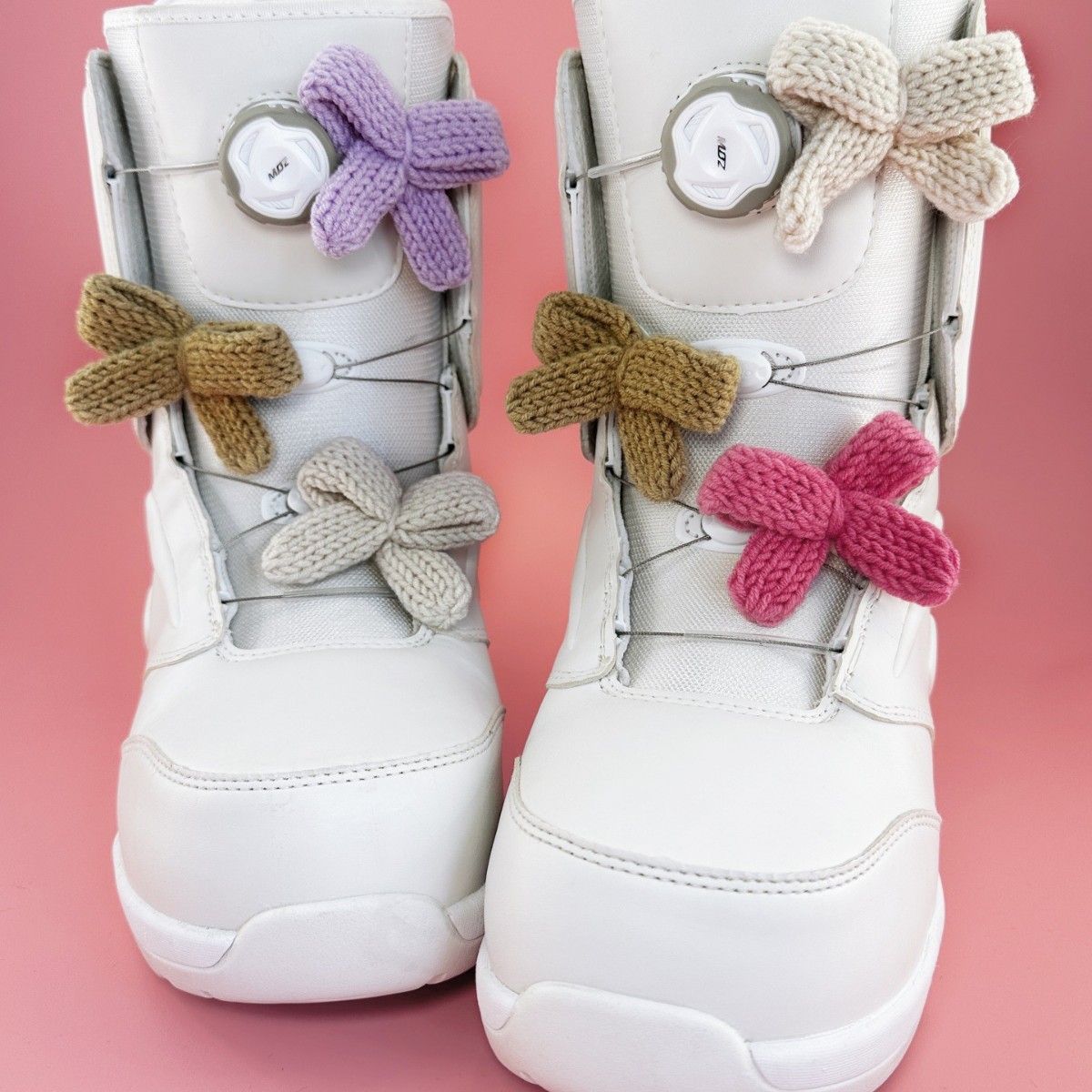 Cartoon Cute Knitted Bowknot Personality Doll Ski Shoe Strap Decorative Buckle Shoe Flower for Single and Double Boards