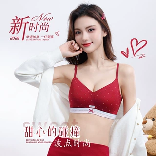 波点经典撞色拼接高级感甜美芭蕾少女文胸透气无钢圈内衣时尚文胸