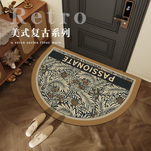 復古美式入戶門墊家用玄關門口地墊耐臟耐滑蹭腳墊可水洗地墊代發