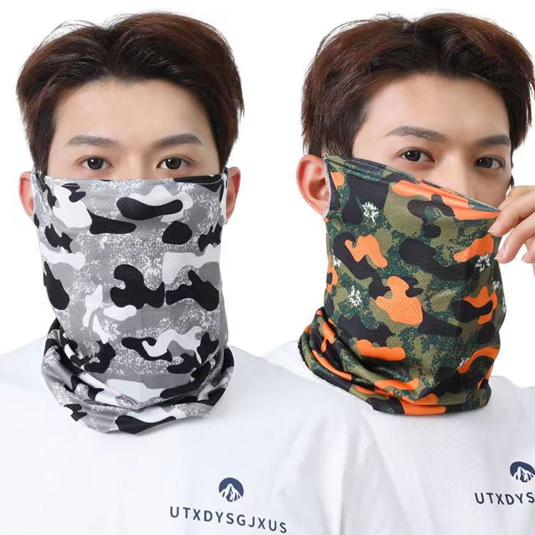 Ice Silk Protective Neck Mask for Summer Cycling, Breathable Camouflage Outdoor Sunshade Face Mask Neck Gaiter for Men and Women