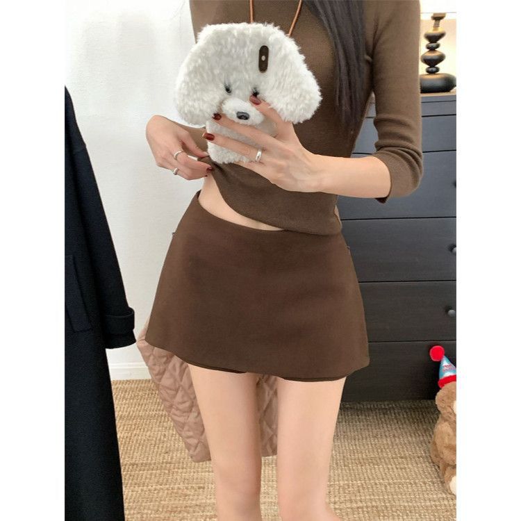 Women's Skirt, Versatile and Versatile, 2025 Spring, Autumn and Winter Side Zipper Woolen Skirt, New Slimming Look Two-Wear Women's Short Culottes