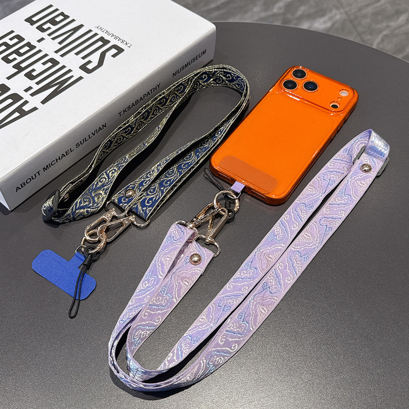 Long Phone Strap for Women, Crossbody Neck Strap with Vintage Embroidered Patterns, Adjustable Wide Shoulder Strap, Bag Strap Chain Long Phone Strap for Women, Crossbody Neck Strap with Vintage Embroidered Patterns, Adjustable Wide Shoulder Strap, Bag Strap Chain