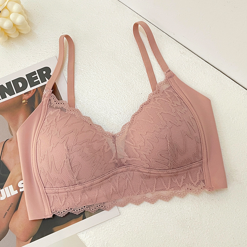 Primavera y verano nueva ropa interior de encaje inalámbrico cómodo push up sujetador sin costuras taza delgada sujetador de ajuste de mama