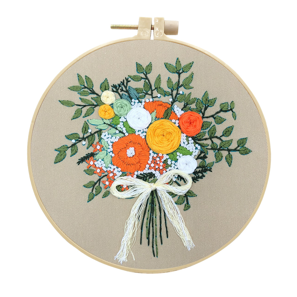 Original-nuevo bordado DIY flor hecha a mano paquete de material de tela fábrica creativa en stock incluido tutorial