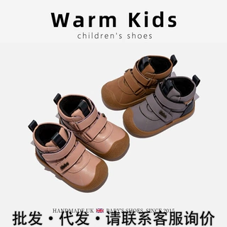 女小童棉靴加绒秋冬季新款宝宝雪地靴保暖女孩皮靴软底厚一件代发