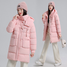 官方正品白绒羽绒棉服女2024中长款宽松休闲保暖百搭双拉链加厚潮