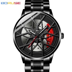 BORUSE Fashion Waterproof Men's Watch with Night Light Wheels, Business Sports Casual Quartz Steel Watch