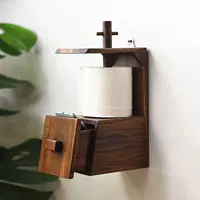 Thai Solid Wood Retro Wall-Mounted Roll Paper Holder, Creative Bathroom Tissue Box & Storage Rack