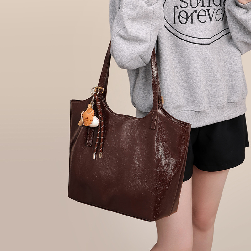 Túi tote nữ cỡ lớn phong cách vintage đi làm — màu cà phê