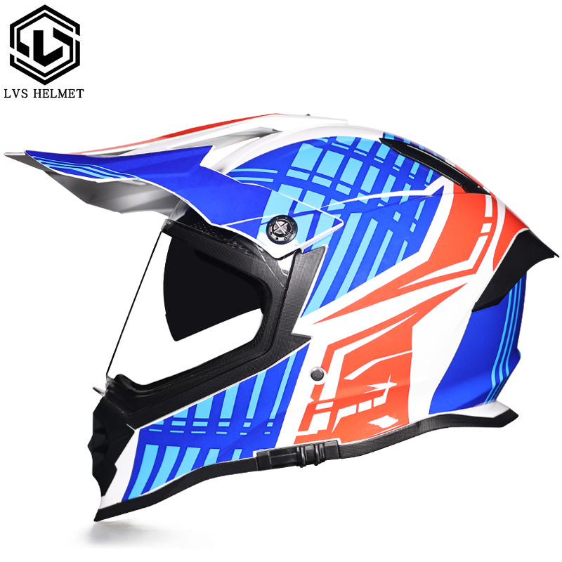 Nuevo off-road tire casco de doble lente carretera tire casco completo motocicleta Larga Distancia unisex Four Seasons universal LVS
