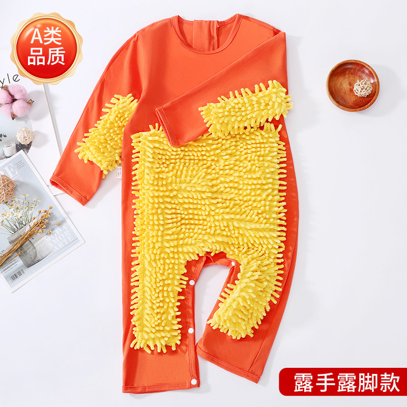 Orange and yellow with exposed hands and feet