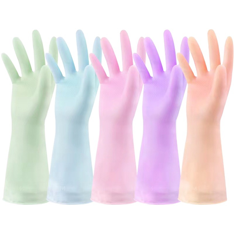 Guantes de látex delgados hogar Cocina de goma cubierta de cuero tazón de limpieza de goma de lavandería impermeable hogar dedo opresleeve