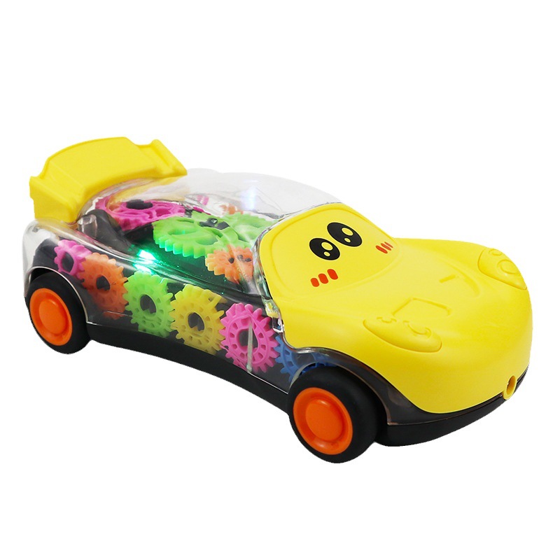 Transfronterizo eléctrico de los niños de engranajes transparente Tire hacia atrás coche luz música niños y niñas bebé juguete puesto de coche juguete venta al por mayor