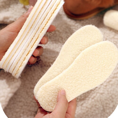 Thick Wool Fleece Insoles, Fleece Lined, Thick, Cuttable, Leather and Fleece Composite, Sweat Absorbent, Moisture Proof, Soft, Warm Insoles