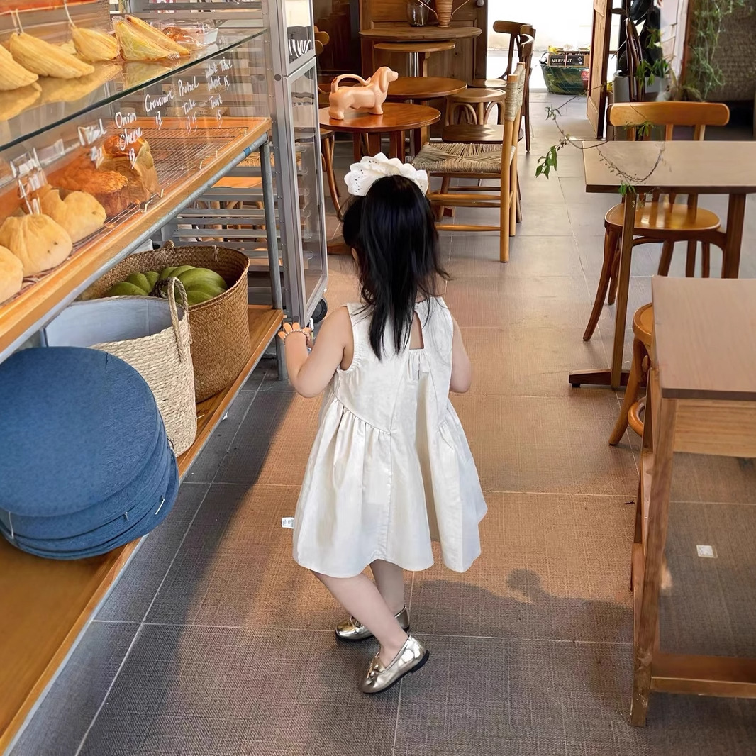 106059819@qq.com Girls' 2025 New Summer Fashionable Children's Bowknot Cute Sleeveless Vest Princess Dress_voghion.com