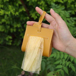 in stock Pet Poop Bag Waterproof Leather Dog Poop Dispenser Storage Bag Going Out Walking Dog Pet Garbage Bag