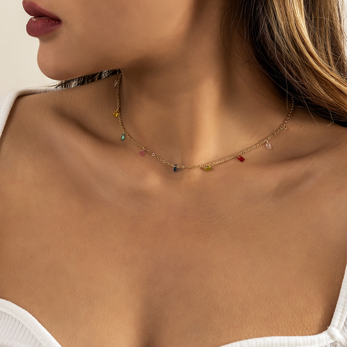 Bohemian Colorful Crystal Pendant Necklace With Tassels And Stars_voghion.com