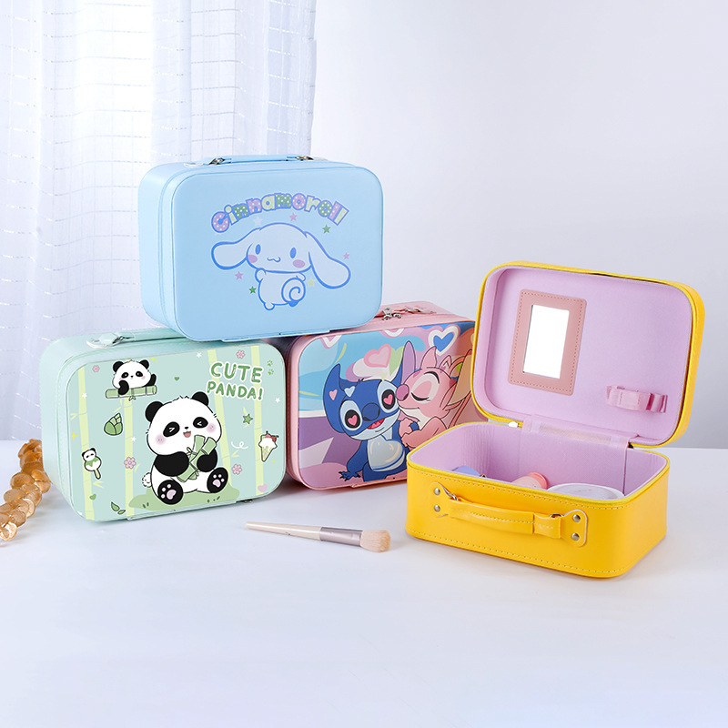漫画ポータブル化粧品ケースステッチ収納袋子供の誕生日ギフトボックス大容量パンダ化粧品袋|undefined