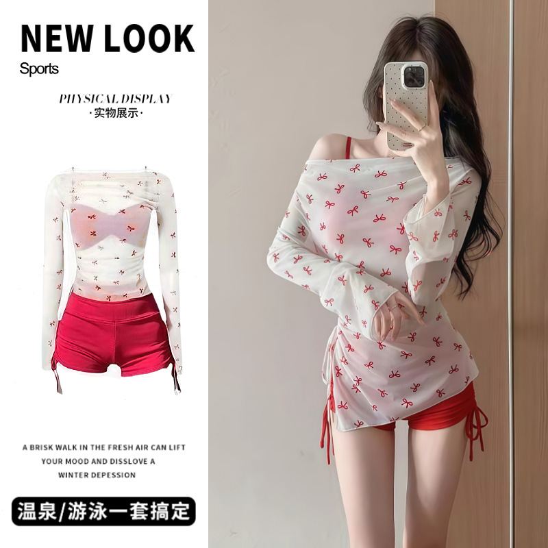 Swimsuit Women's Sexy Pure Desire Spice Girl Long Sleeve Bags Bikini Split Three-Piece Set Gathering Holiday Spa Swimsuit Women's Sexy Pure Desire Spice Girl Long Sleeve Bags Bikini Split Three-Piece Set Gathering Holiday Spa