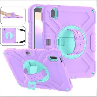 Suitable for iPad Air11/Pro11 Silicone Anti-Fall Rotating Stand Protective Case with Pen Slot and Shoulder Strap for Kidsren's Tablet