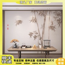 新中式壁布电视背景墙素雅禅意竹子茶馆卧室客厅沙发床头墙纸壁画