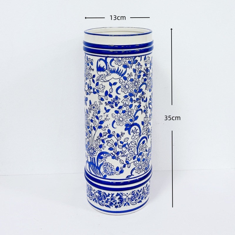 高級感のある新中式レトロな青花磁器の花瓶、フラワーアレンジメント、水栽培の花、リビングルームや玄関の装飾品