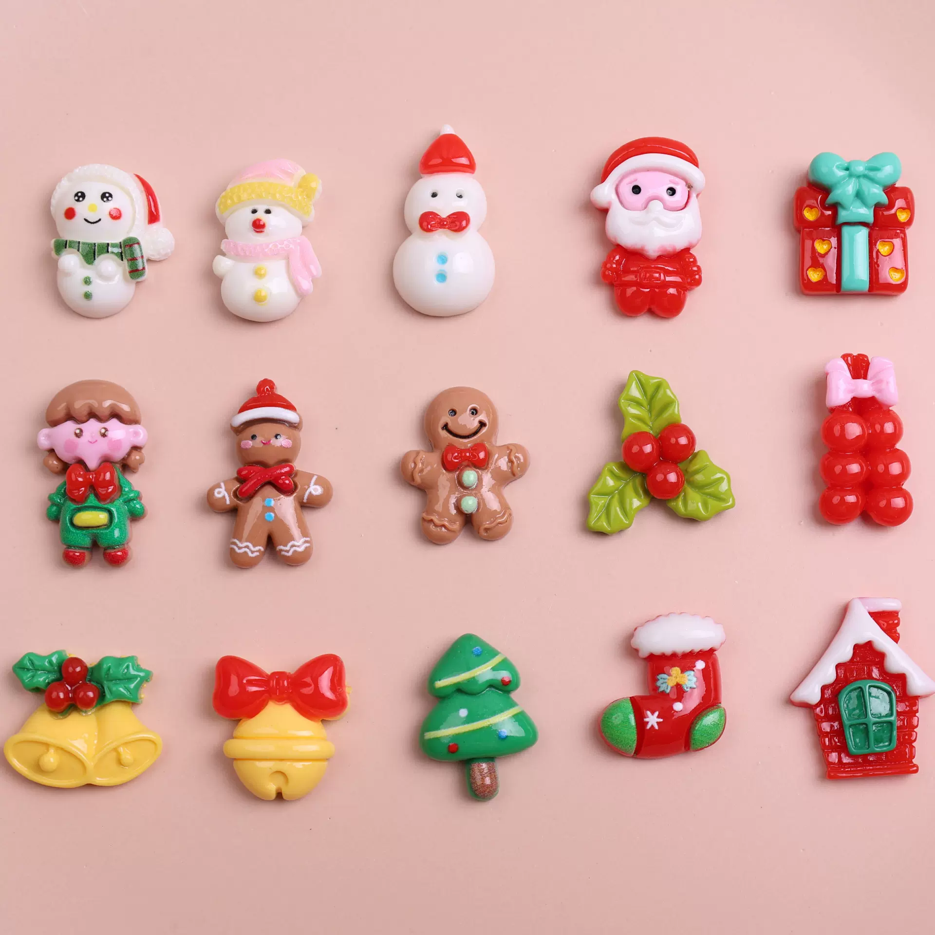 可爱卡通圣诞节套装树脂配饰 Diy发饰头饰发夹手机壳水杯贴片配件