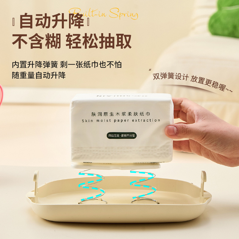 创意桌面纸巾收纳盒手办收纳展示盒防尘盲盒公仔玩偶奶油色抽纸盒|undefined